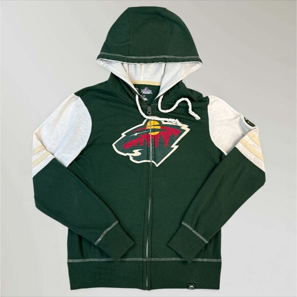 Minnesota Wild Full Zip Hoodie Sweatshirt NHL Majestic Pullover Jacket Sz Sm - Picture 1 of 7
